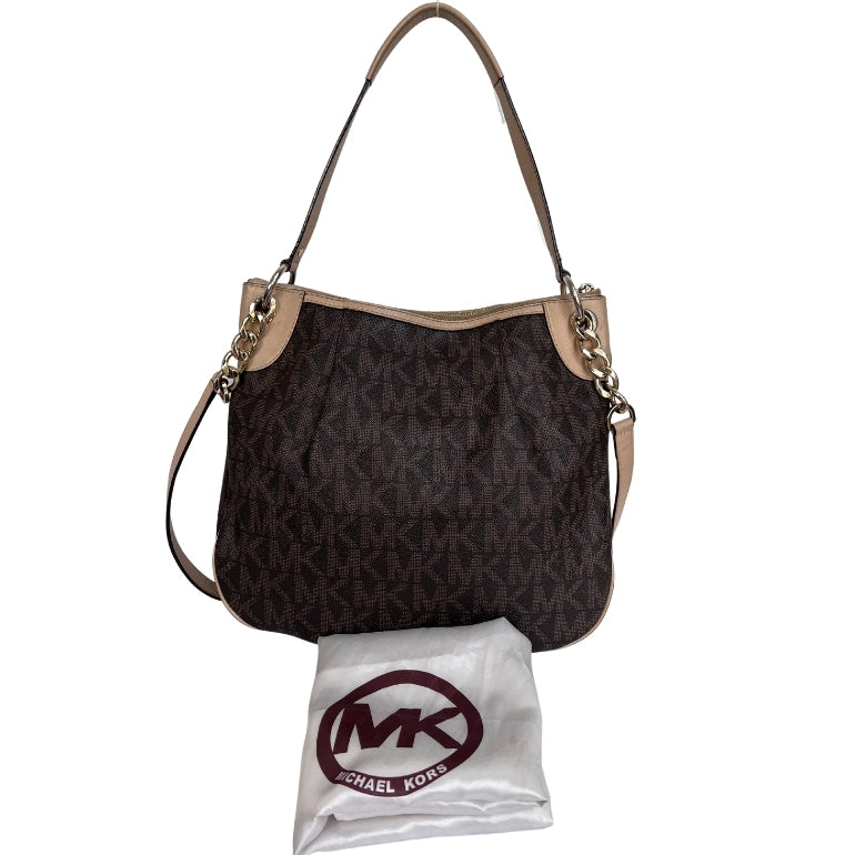 Michael Kors Jet Set Signature Leather Trim Hobo Bag