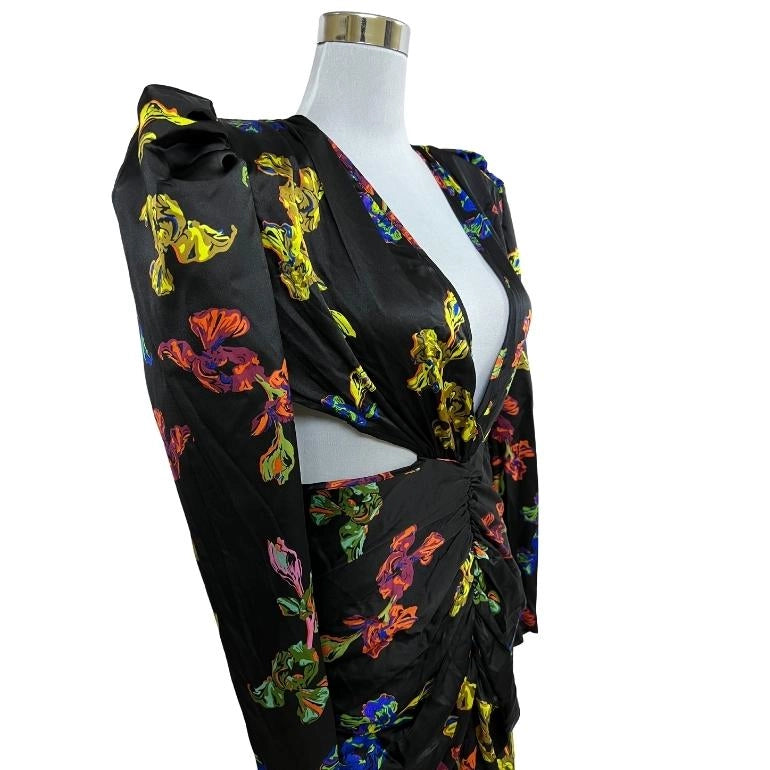 Nasty Gal Plunging Floral Print Cut Out Maxi Dress
