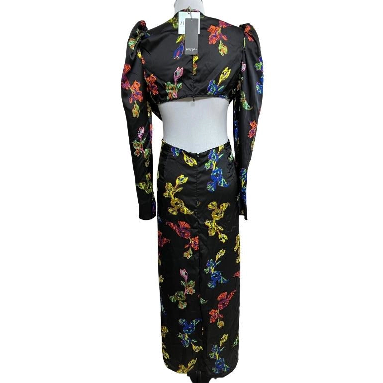 Nasty Gal Plunging Floral Print Cut Out Maxi Dress