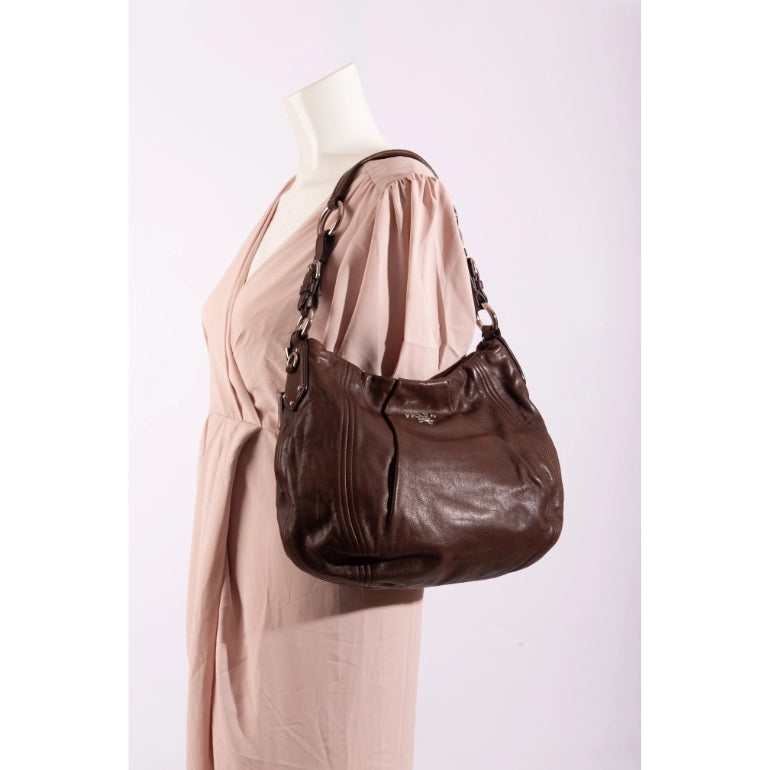 Prada Vitello Daino Bruciato Hobo Bag