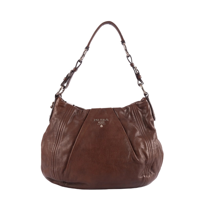 Daino calfskin leather hobo prada best sale