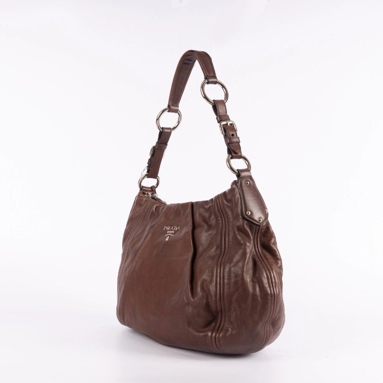 Prada Vitello Daino Bruciato Hobo Bag
