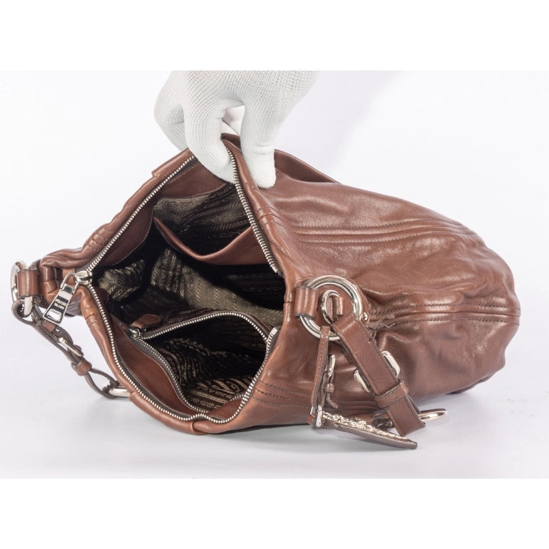 Prada Vitello Daino Bruciato Hobo Bag
