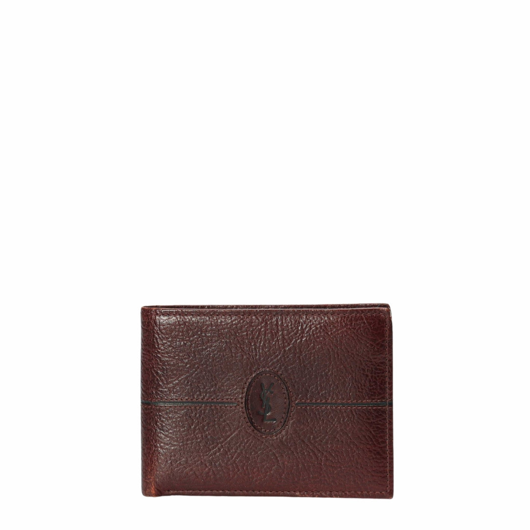 Saint Laurent Maroon YSL Bi-Fold Wallet