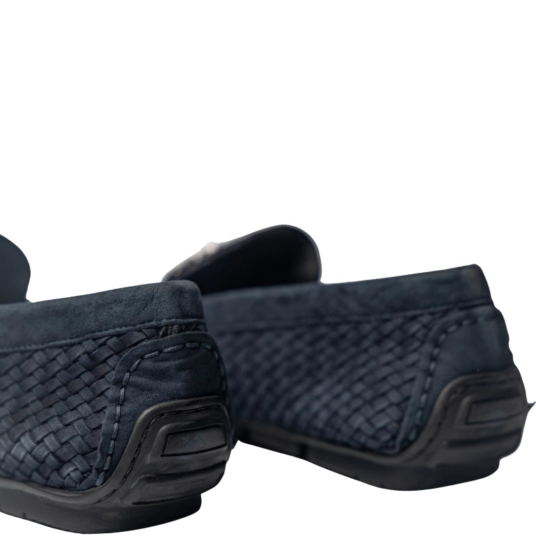 Roberto Cavalli Mirror Snake Logo Woven Loafers