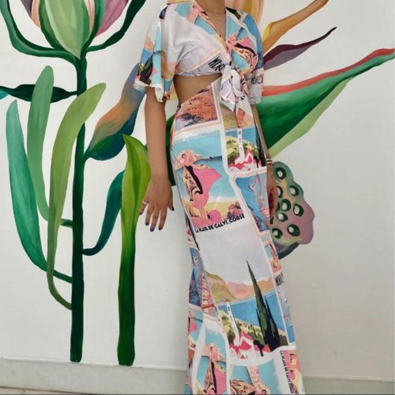 Runaway Vacay Midi Dress- Print
