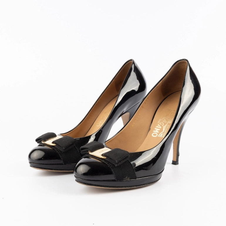 Salvatore Ferragamo Patent Leather Vara Bow Pumps