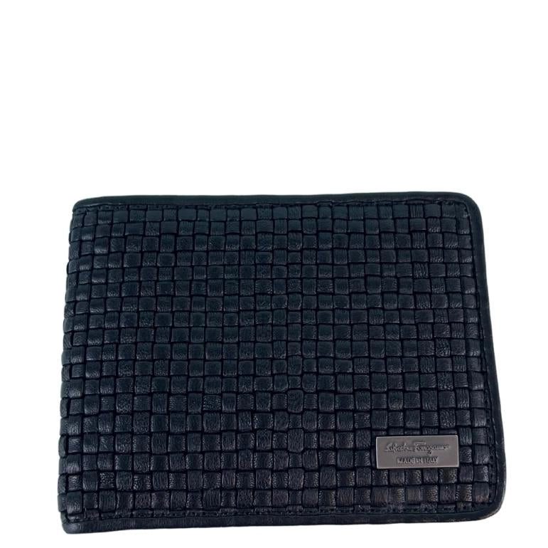 Salvatore Ferragamo Woven Leather Bi-Fold Wallet
