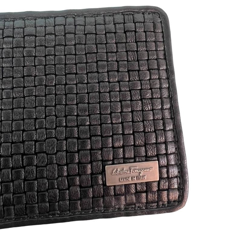 Salvatore Ferragamo Woven Leather Bi-Fold Wallet