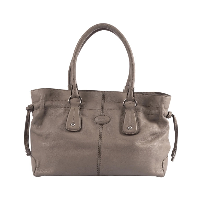 Grey leather tote best sale