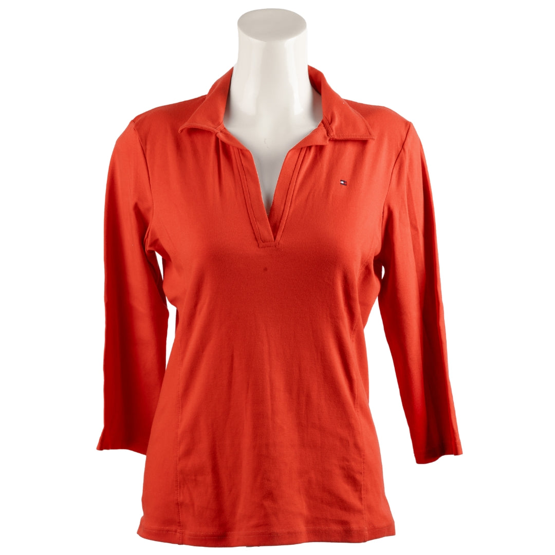 Tommy Hilfiger Orange Ribbed Polo Pullover