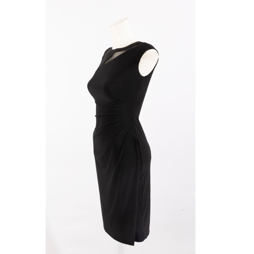 Ralph Lauren Buckle Trim Georgette Sleeveless Dress
