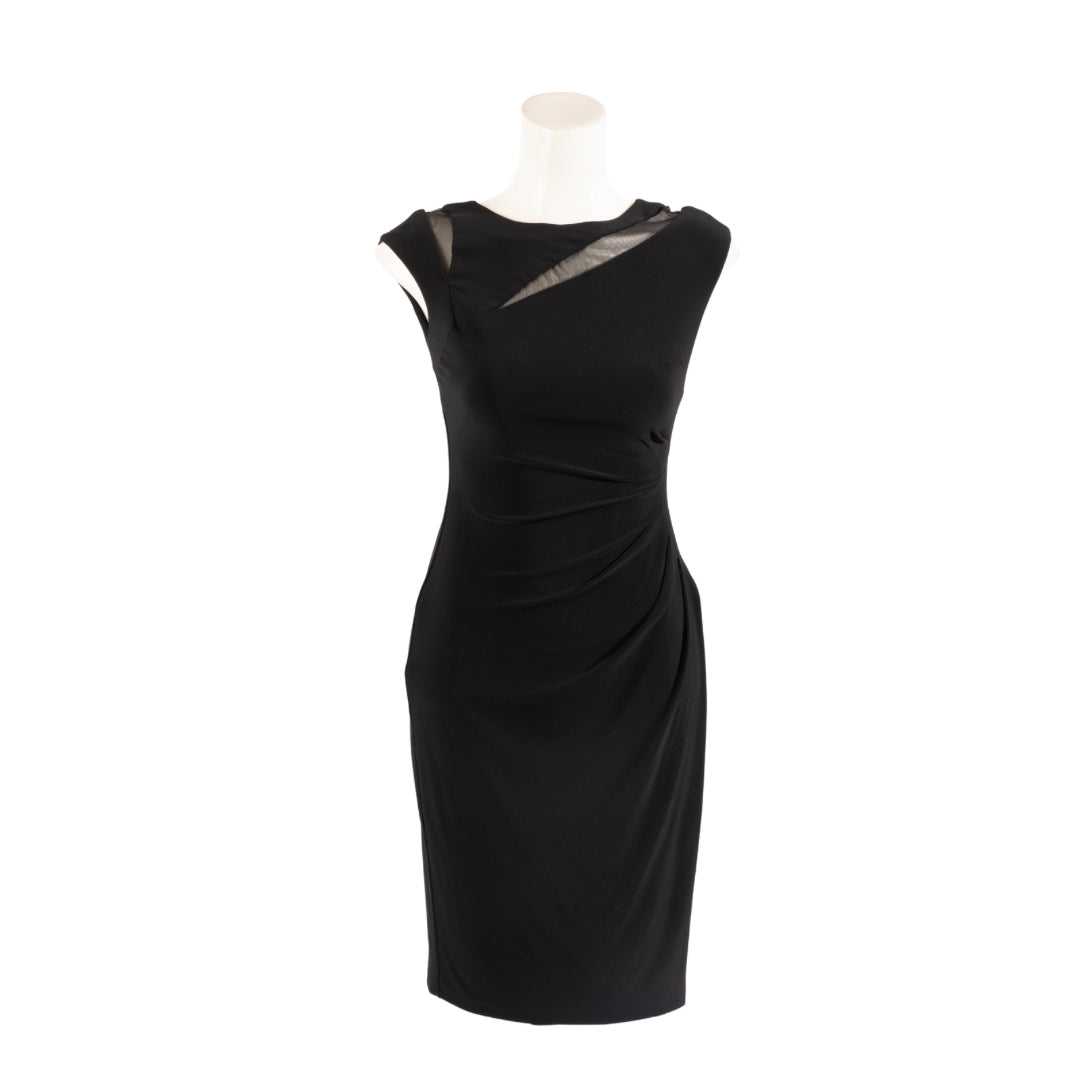 Ralph Lauren Buckle Trim Georgette Sleeveless Dress