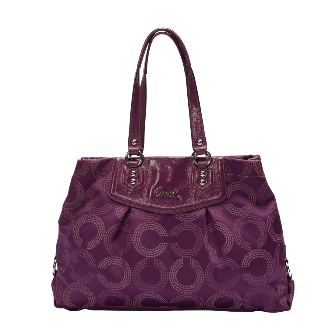 Coach Purple Fabric and Patent Leather Ashley Tote