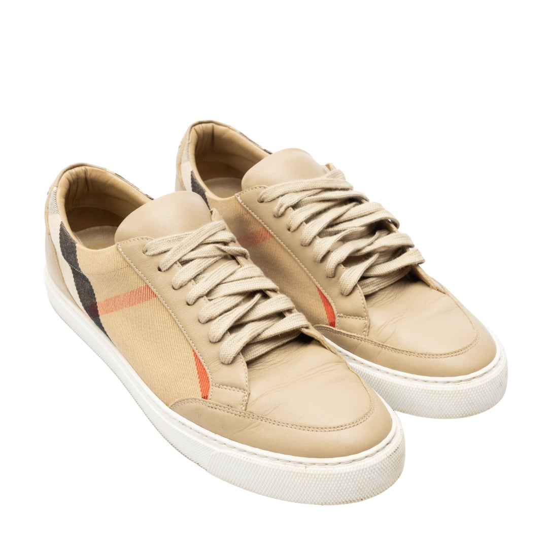 Burberry Beige House Check Canvas Sneakers