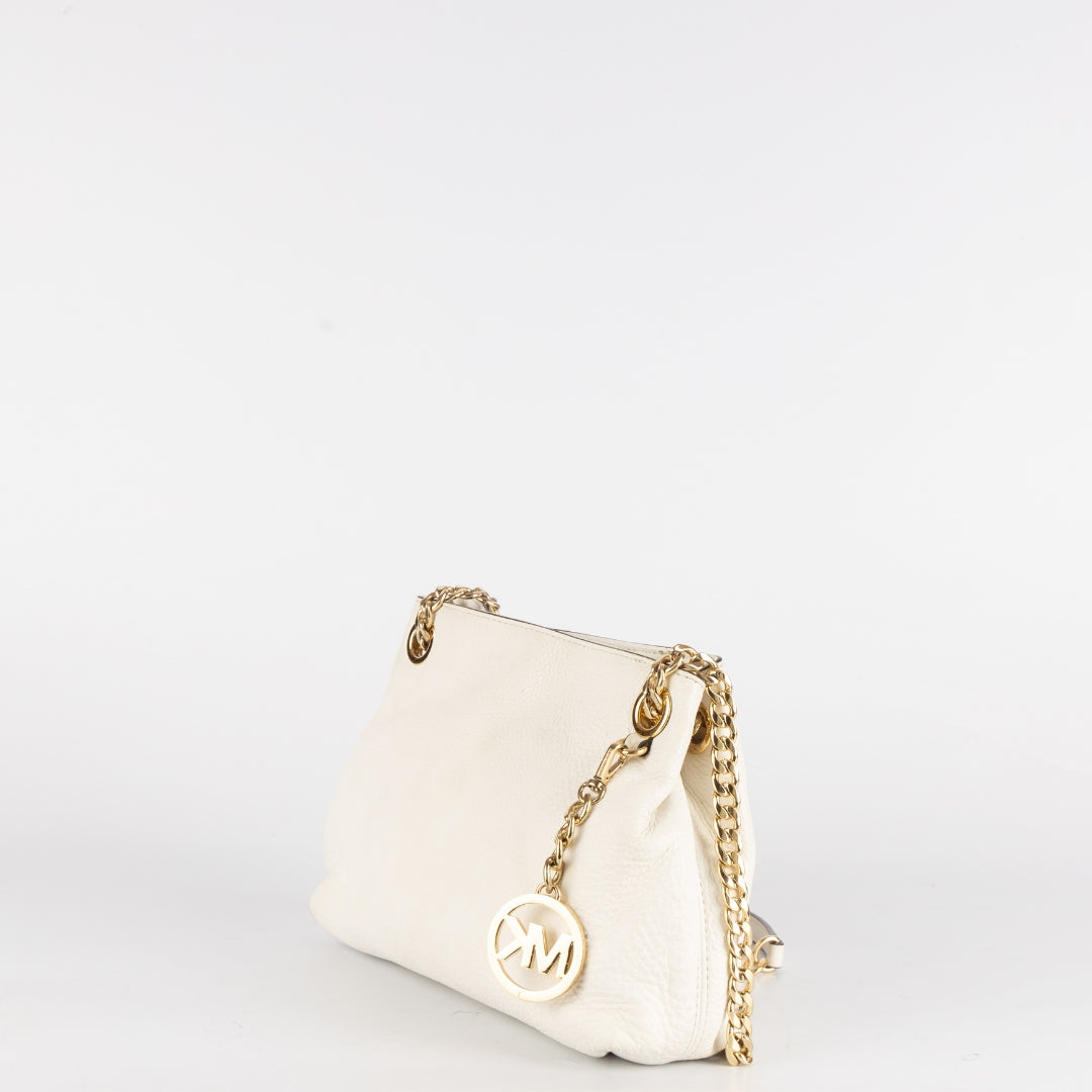 Michael Kors White Leather Jet Set Chain Shoulder Bag