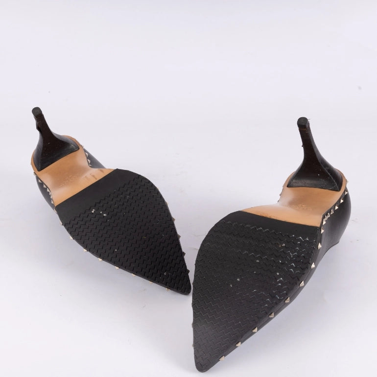 Valentino Black Leather Rockstud Soul Pumps
