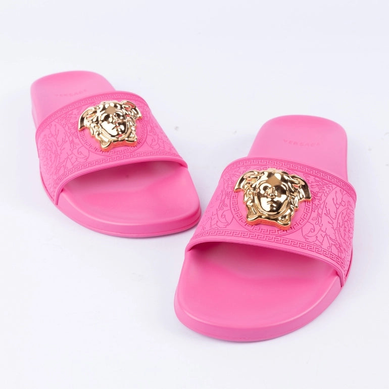 Versace Fuchsia Rubber Palazzo Pool Slides