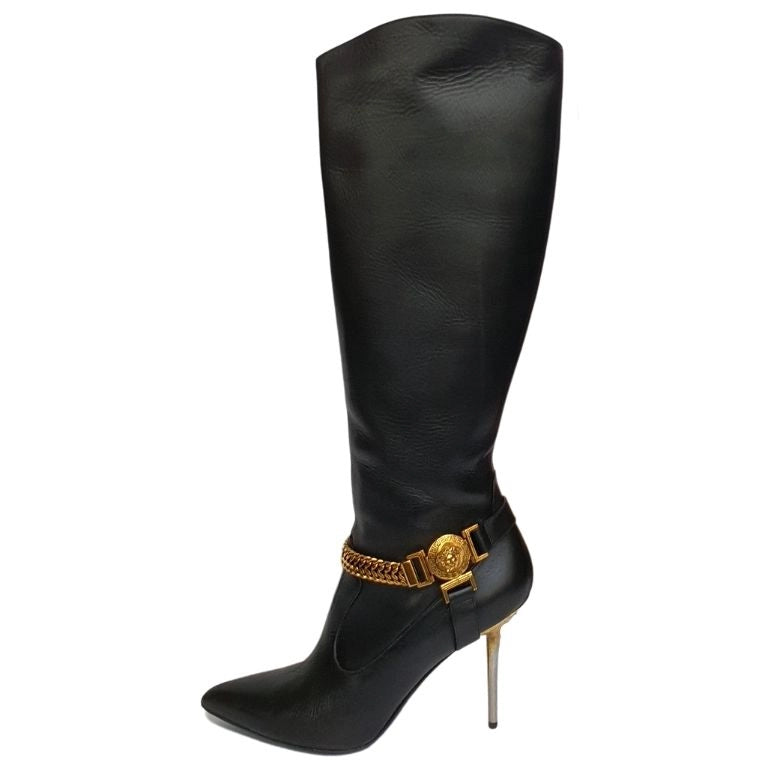 Versace Medusa Knee High Boots