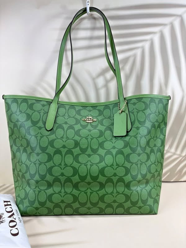 Coach Green logo tote