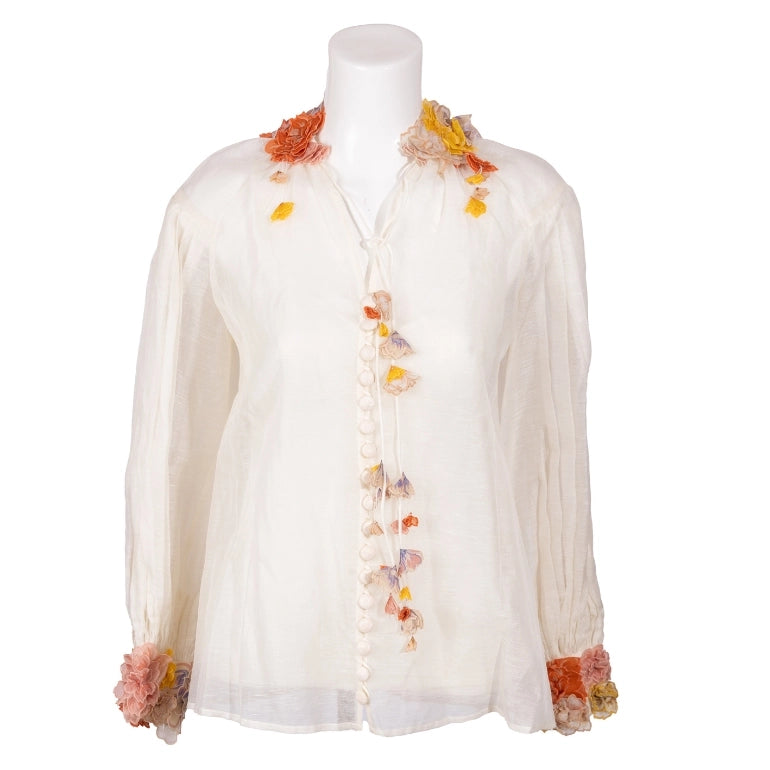 Zimmermann Postcard 3D Floral Appliqué Blouse