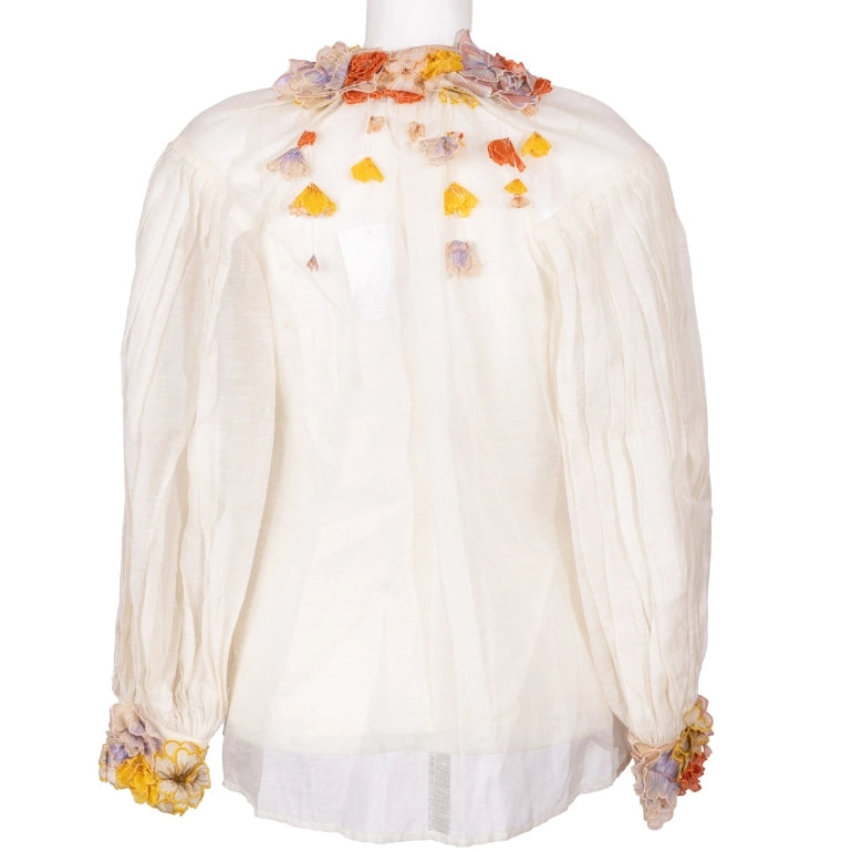 Zimmermann Postcard 3D Floral Appliqué Blouse