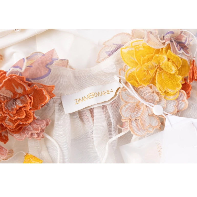 Zimmermann Postcard 3D Floral Appliqué Blouse