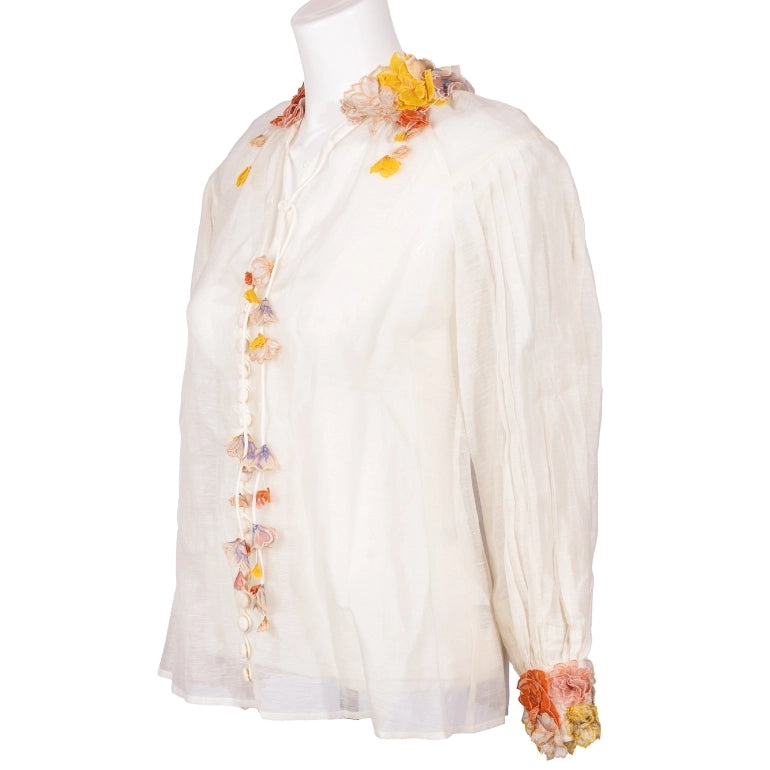 Zimmermann Postcard 3D Floral Appliqué Blouse