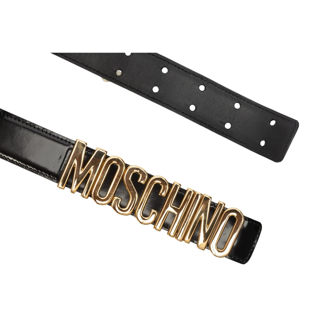 Moschino Black Classic Logo Waist Belt