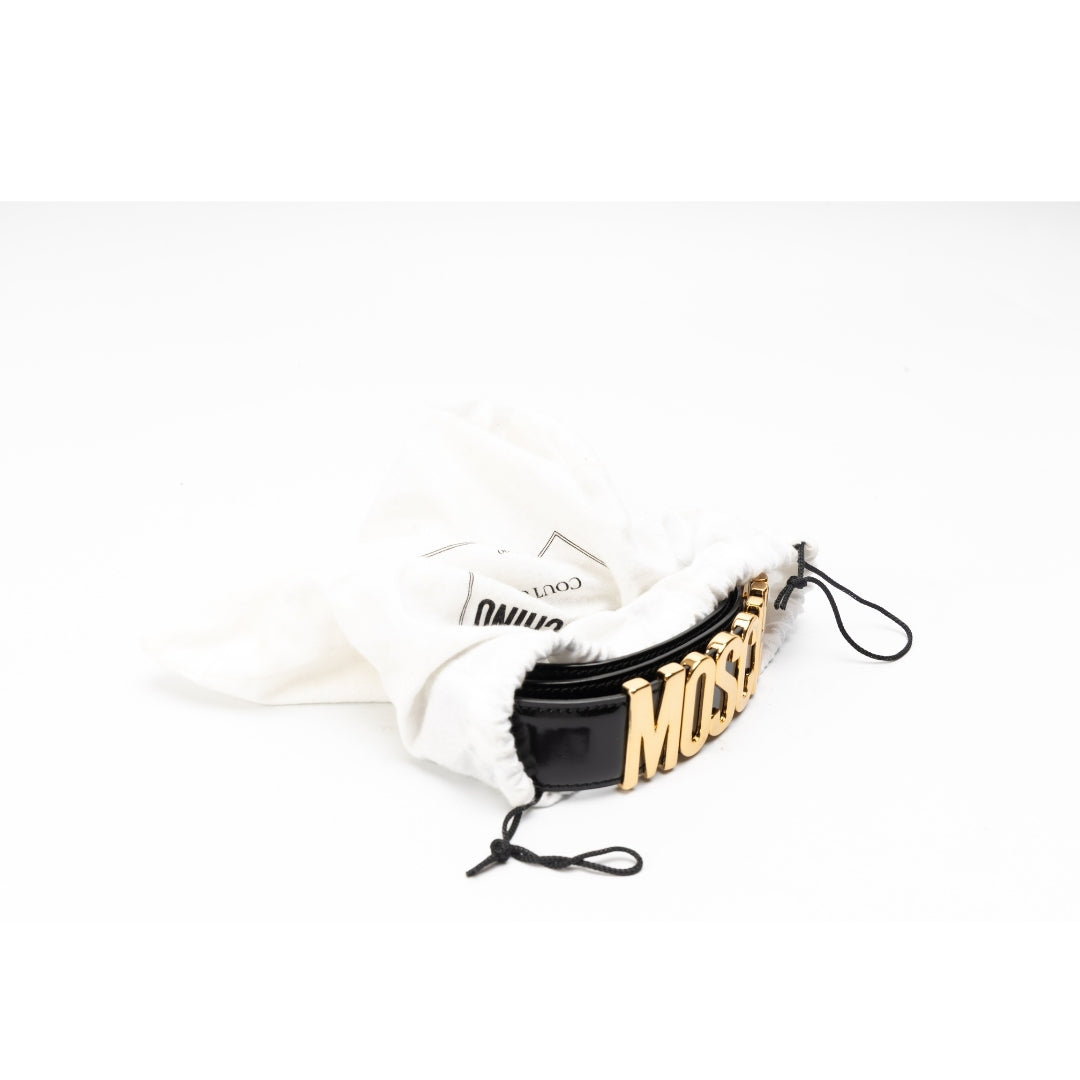 Moschino Black Classic Logo Waist Belt