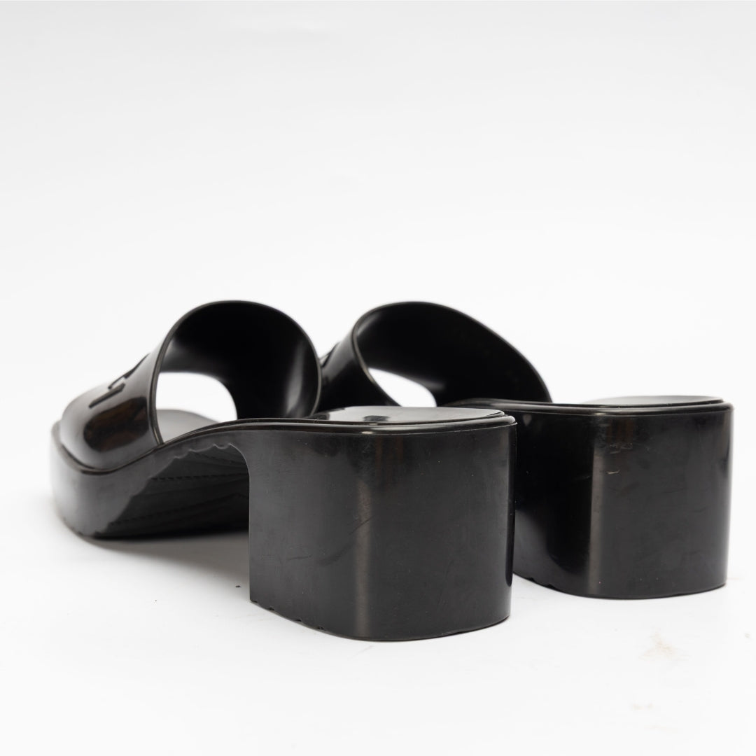Gucci Black Block Heel Sandals