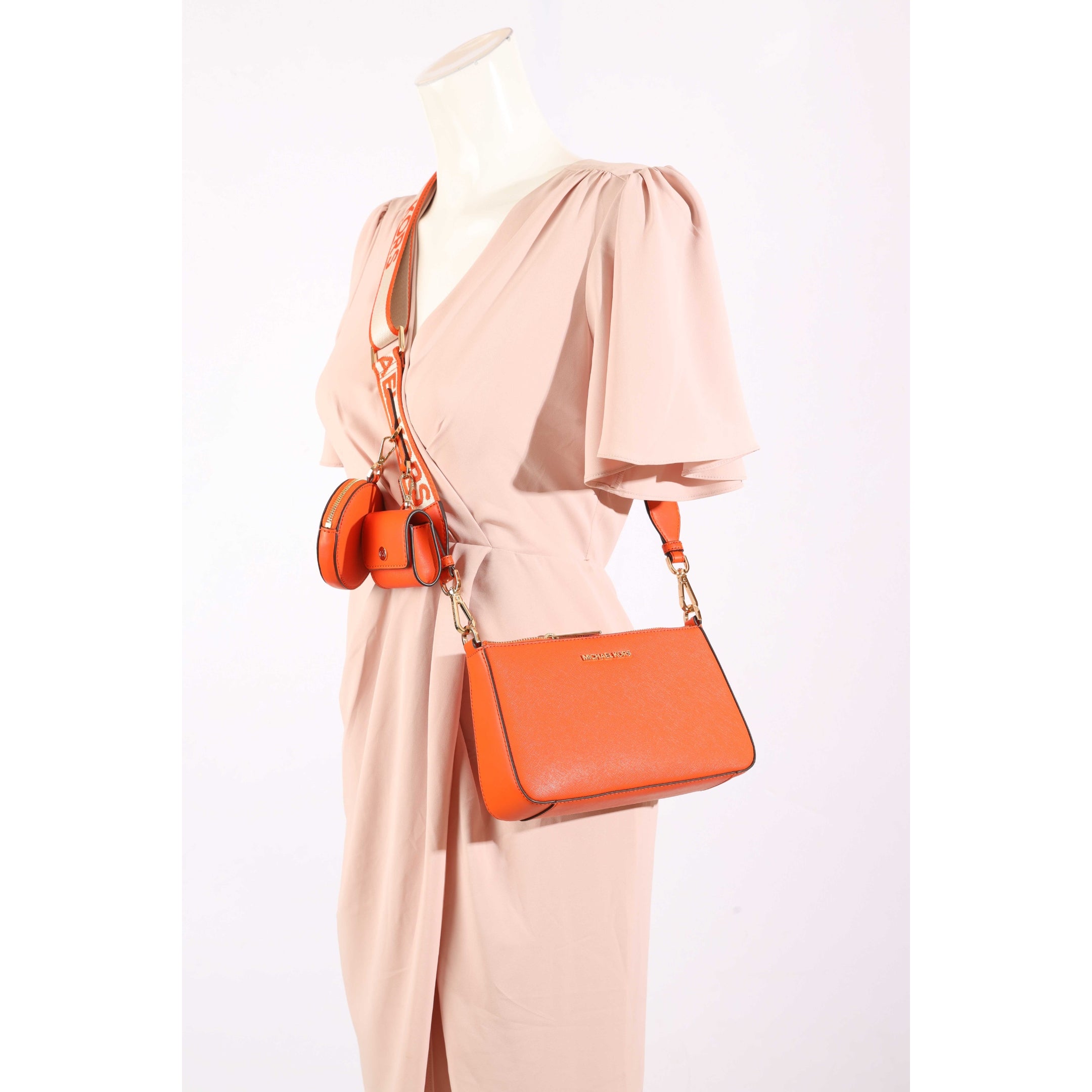 Michael Kors Jet Set Orange Airpods Case Crossbody Bag