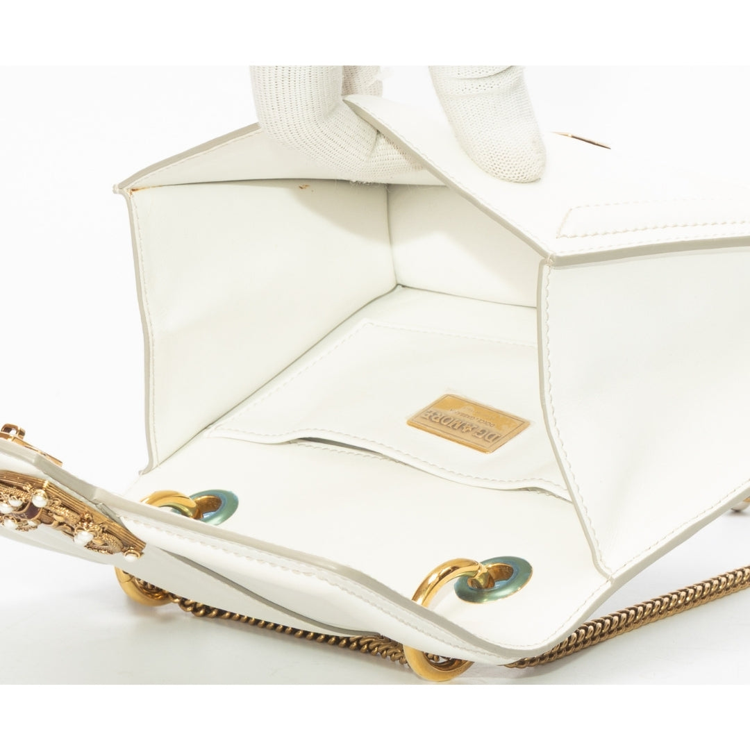 Dolce & Gabbana White Leather Amore Bag