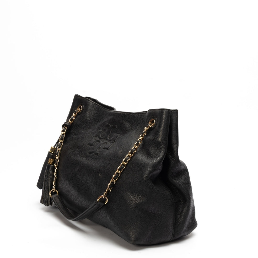 Tory Burch Black Leather Thea Chain Shoulder Bag
