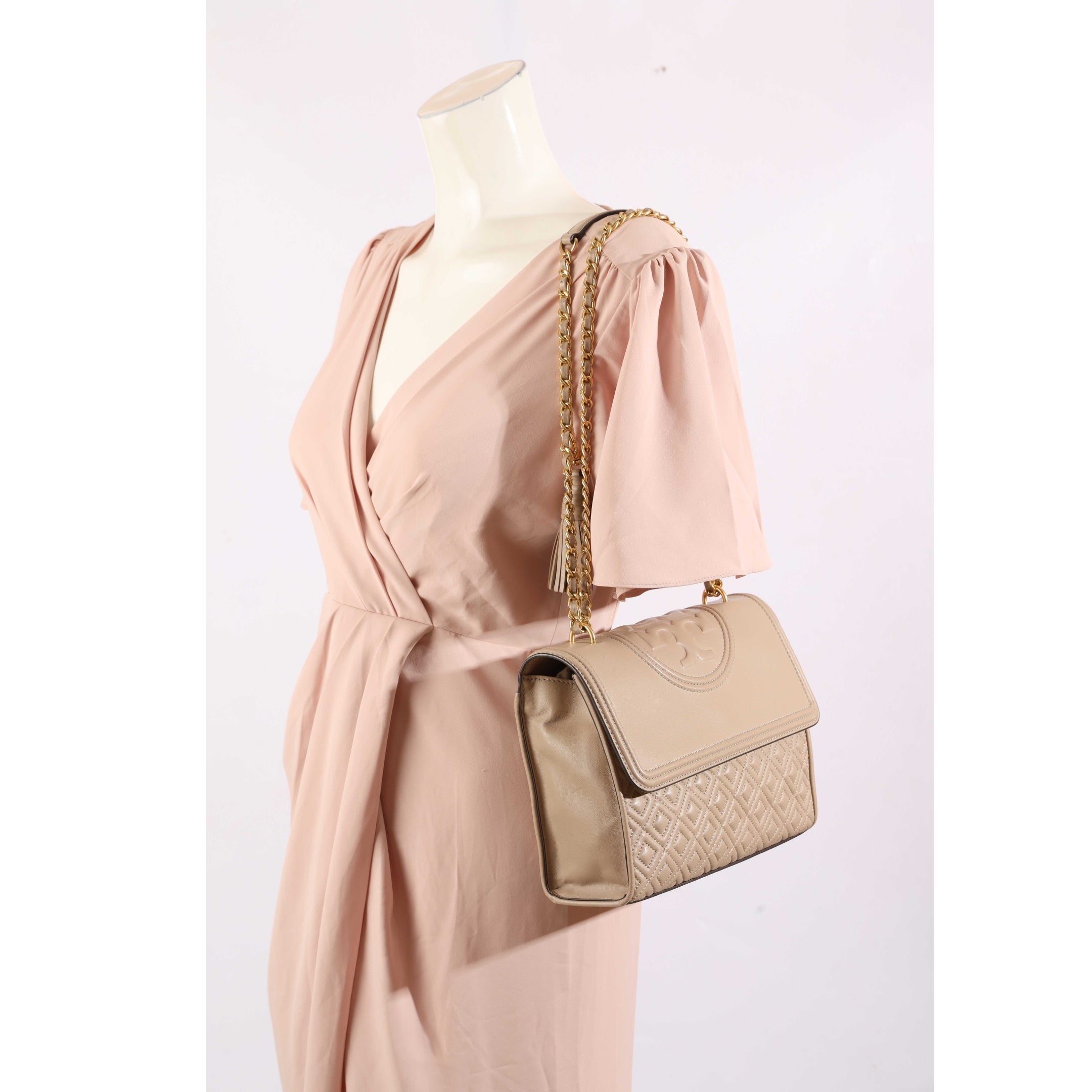 Tory Burch Beige Fleming Shoulder Bag