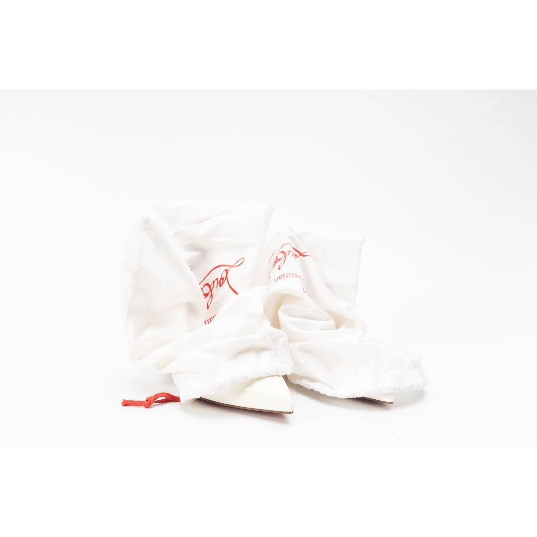 Christian Louboutin White Patent Leather Hot Chick Pointed Toe Pump