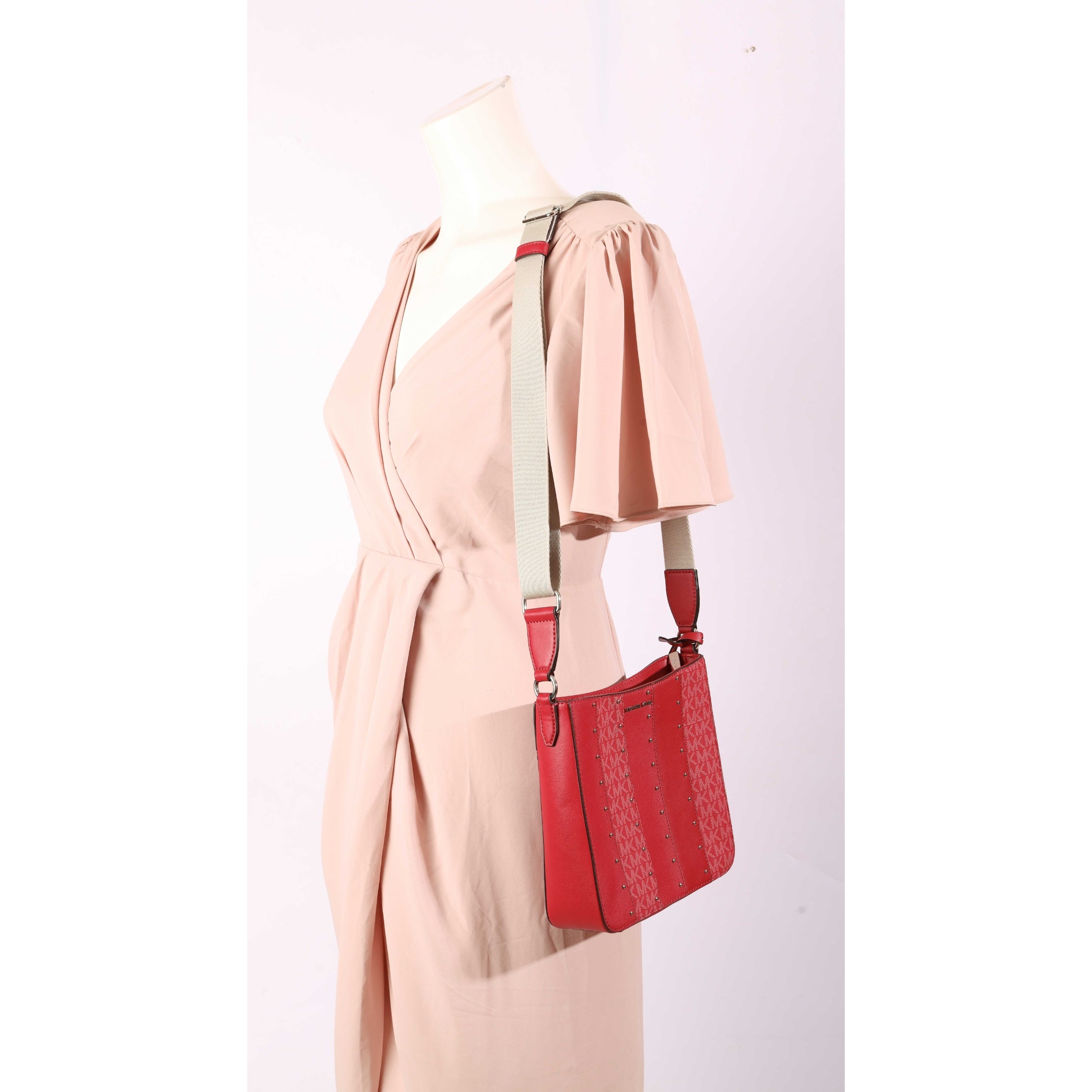 Michael Kors Pink Jet Set Studded Crossbody Bag