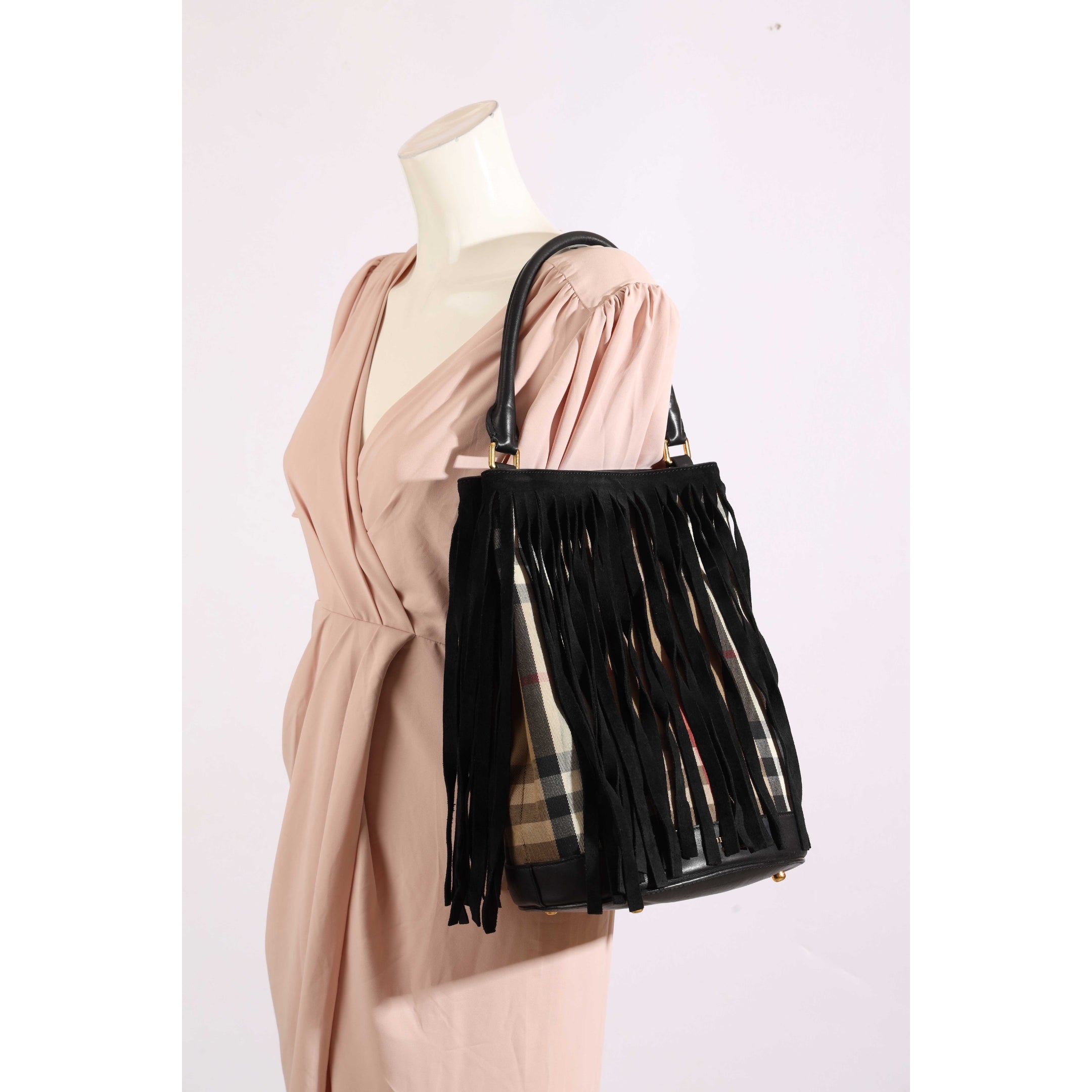 Burberry Prorsum Suede House Fringe Bucket Bag