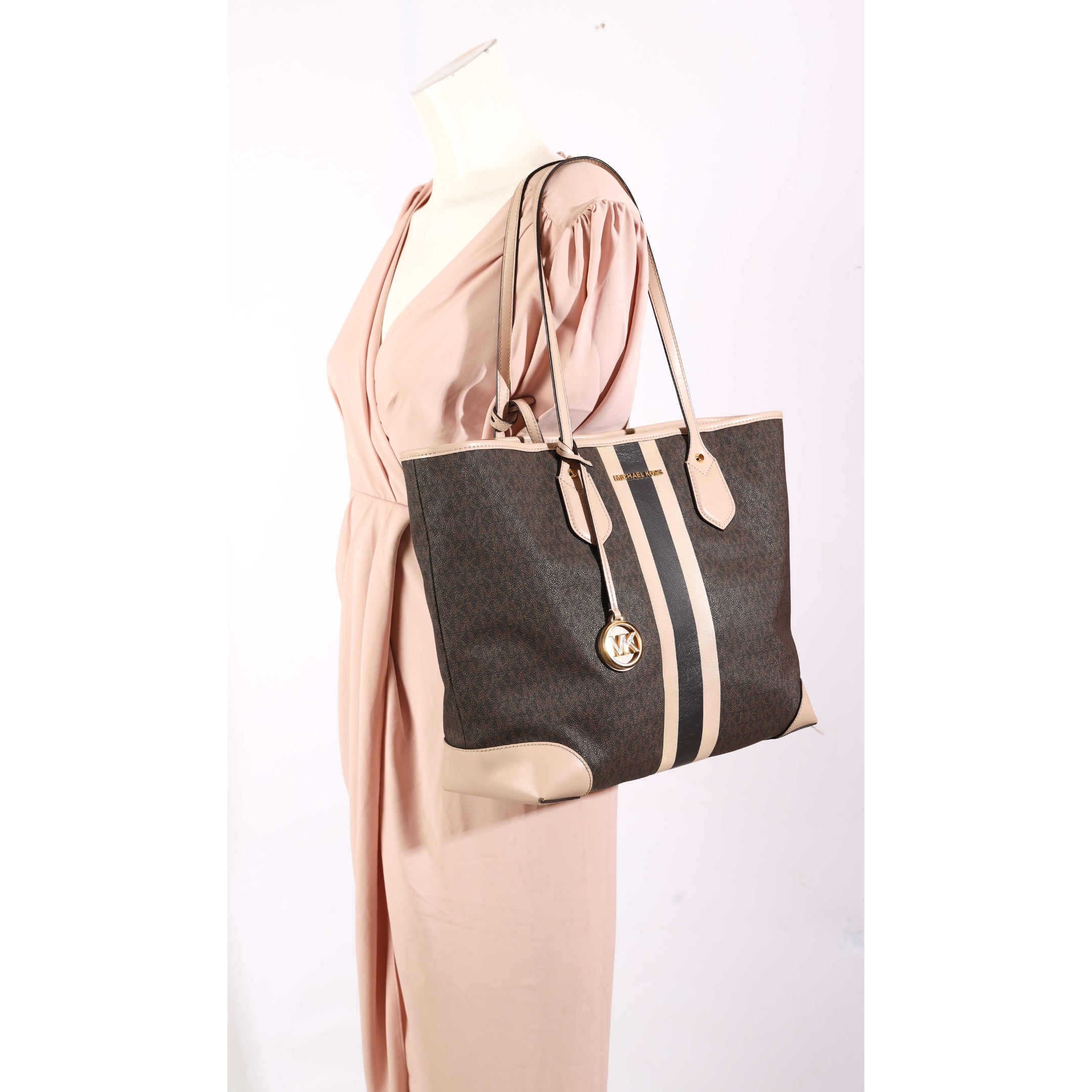 Michael Kors Eva Signature Logo Stripe Tote