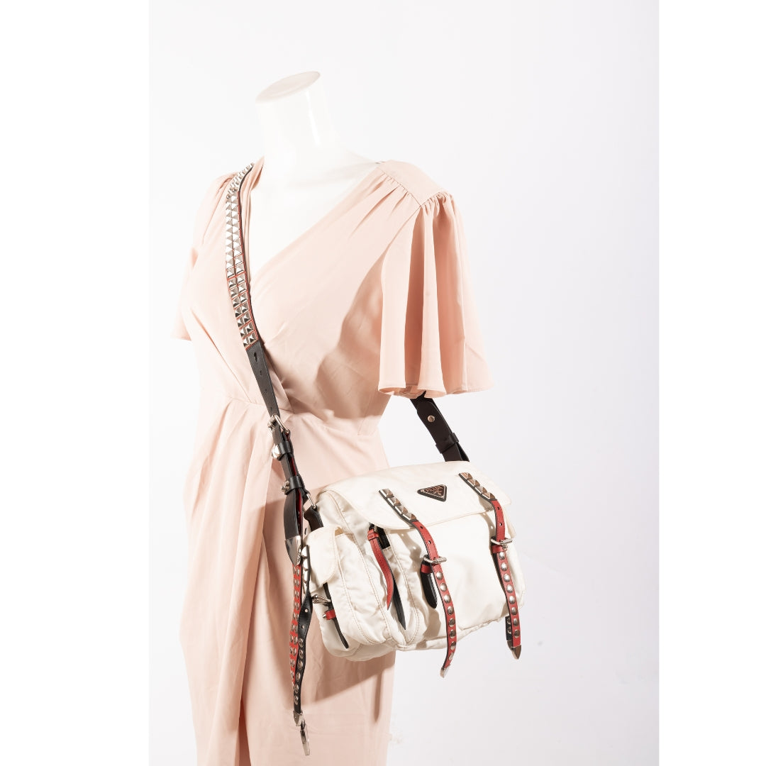 Prada New Vela Studded Messenger Bag