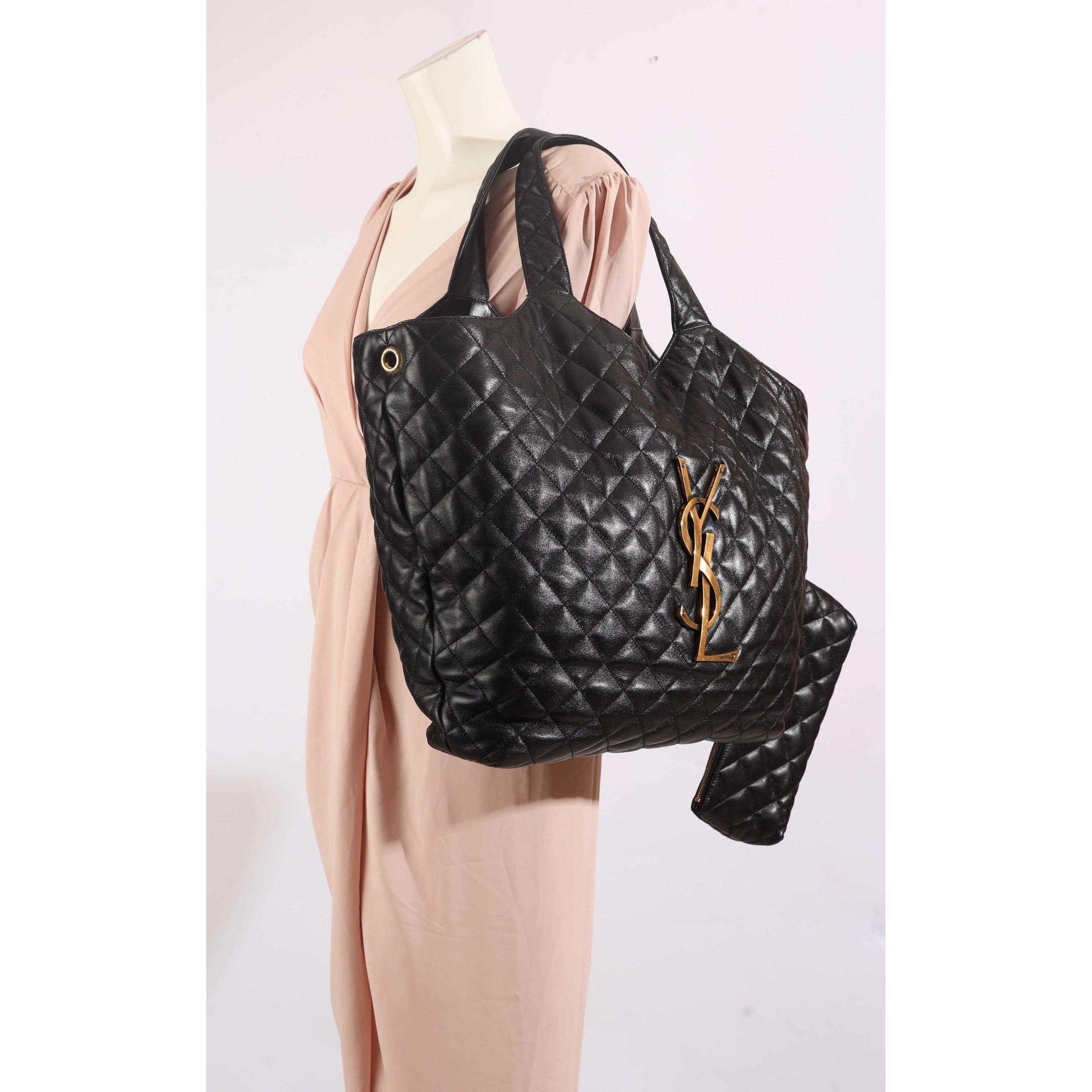Saint Laurent Black Quilted Tote