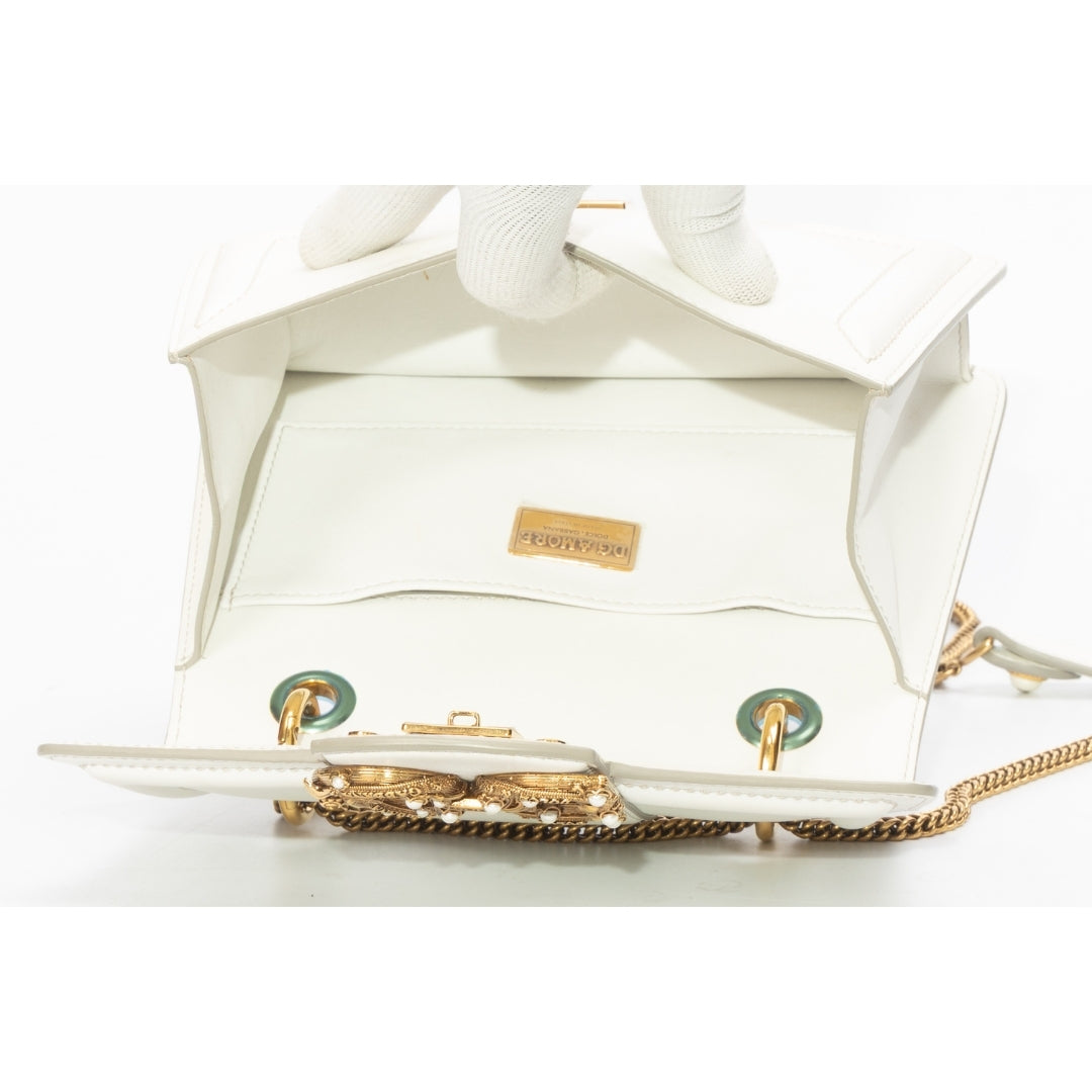 Dolce & Gabbana White Leather Amore Bag