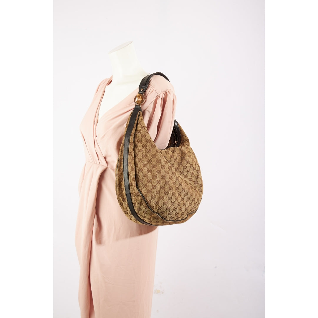 Gucci GG Canvas and Leather Large GG Twins Hobo