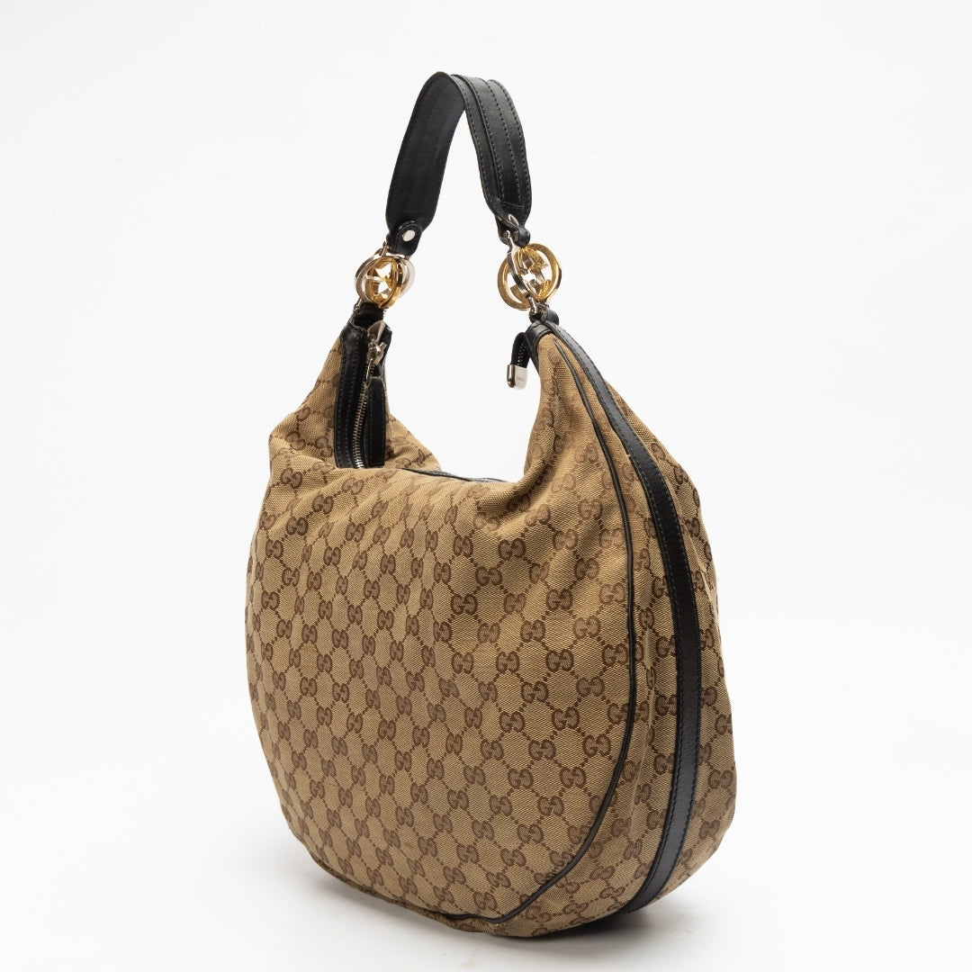 Gucci GG Canvas and Leather Large GG Twins Hobo