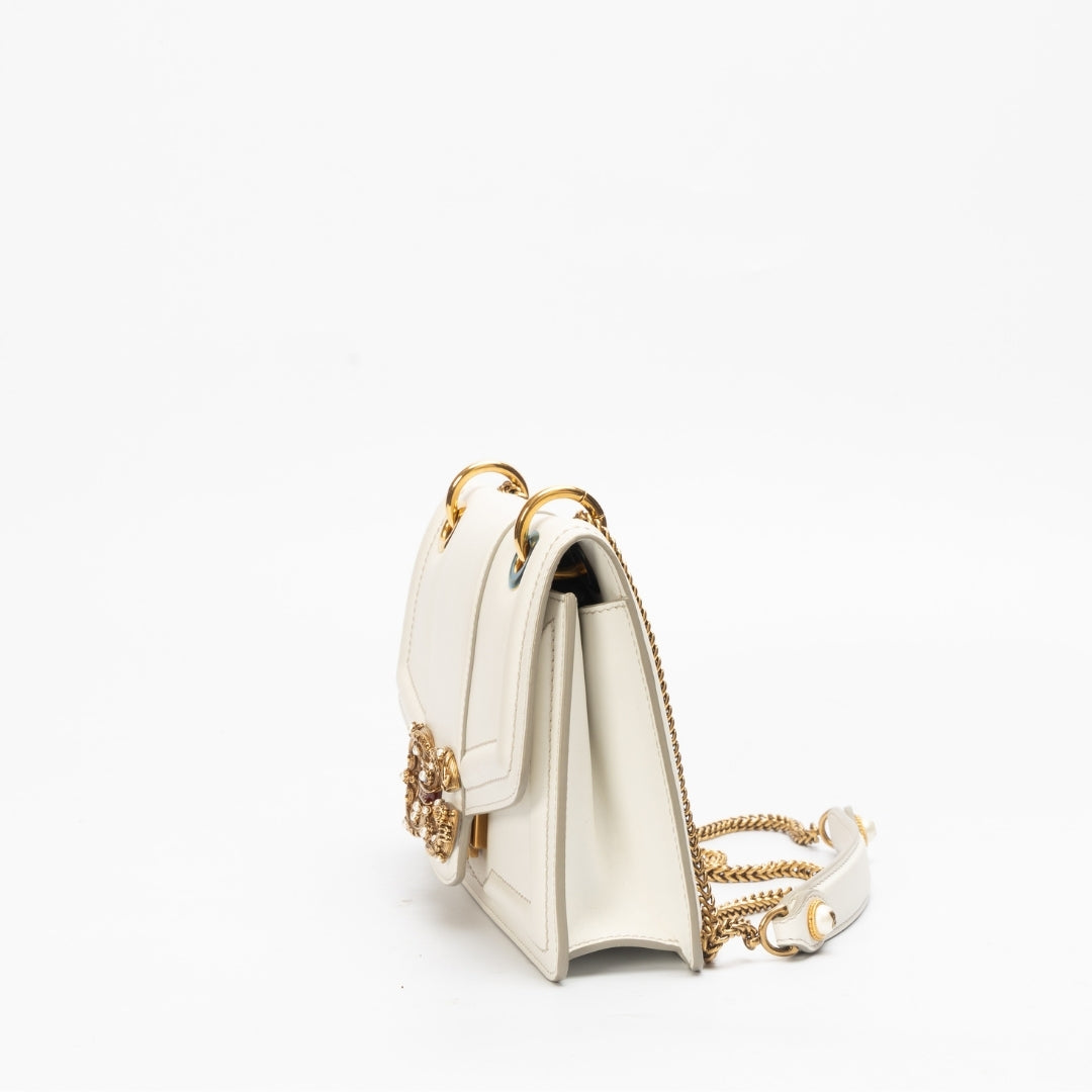 Dolce & Gabbana White Leather Amore Bag