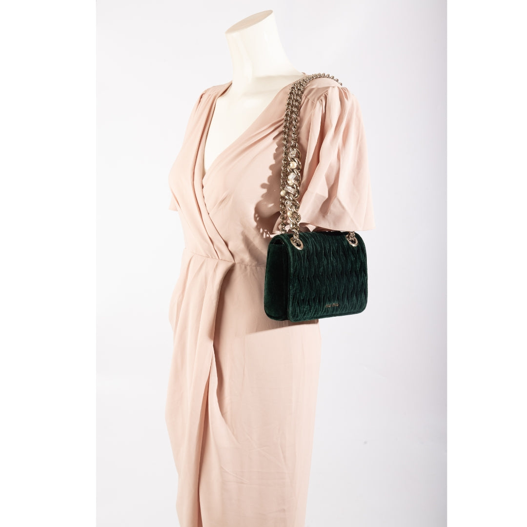 Miu Miu Velvet Matelassé Small Club Shoulder Bag