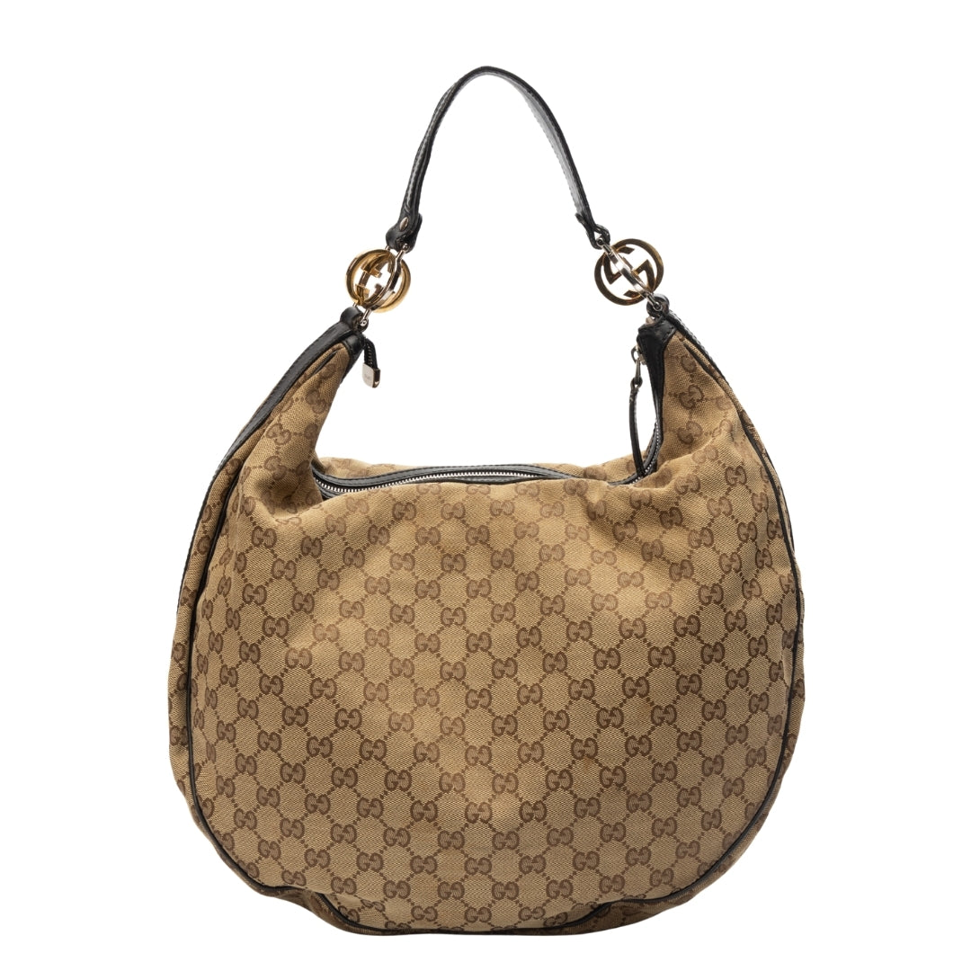 Gucci GG Canvas and Leather Large GG Twins Hobo