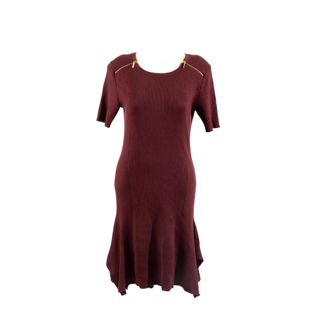 Michael Kors Ribbed Stretch Knit Button Midi Dress
