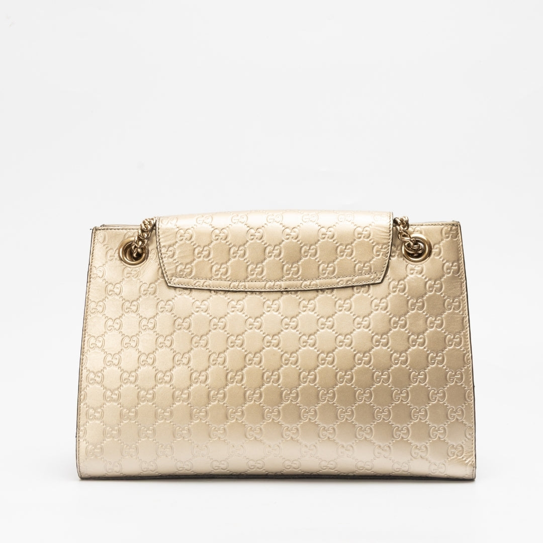 Gucci Guccissima Metallic Gold Emily Large Shoulder Bag