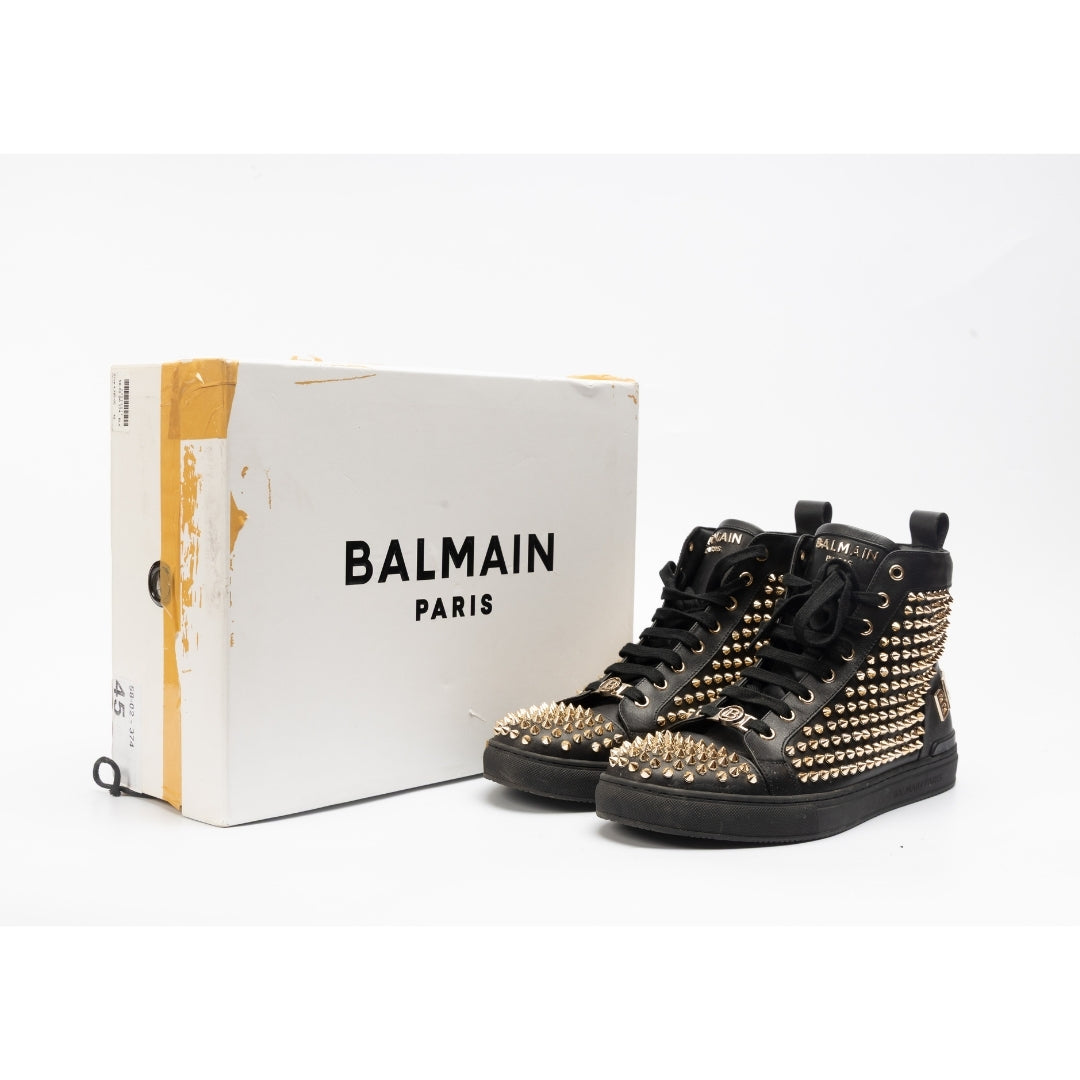 Balmain Leather Studded Accents Sneakers